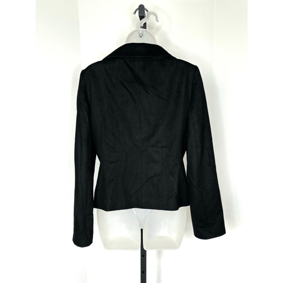 Ann Taylor‎ Virgin Wool Cashmere Felted Blazer Jacket Size 8 Faux Mink Fur Edge - Picture 5 of 9